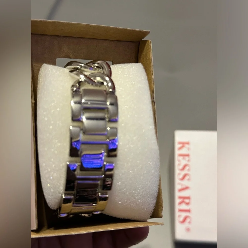 Kessaris rhinestone watch unisex with metal band 7 inches 1 1/4